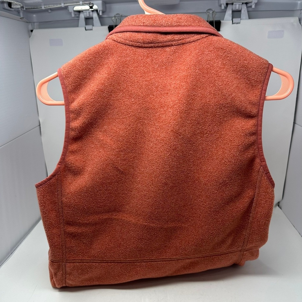 LL Bean Vest Womens XS Orange Sweater Fleece Full Zip 504675 Mock Neck Outdoor - Picture 8 of 11